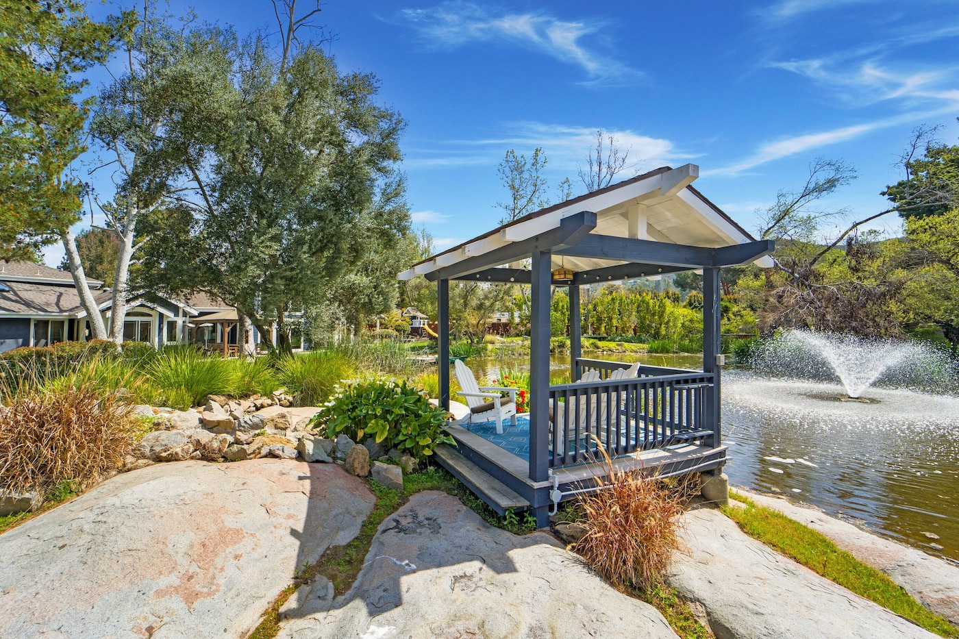 Gazebo overlooking the pond at Peaceful Pond House
